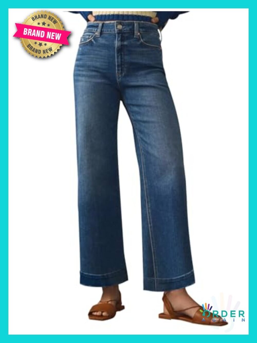 Wide Leg Jeans High Waisted Straight Leg Stretchy Denim Pants with Pockets
